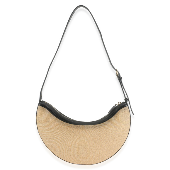 Alaia Black Beige Paper Straw One Piece Demi Lune Bag - Picture 6 of 12